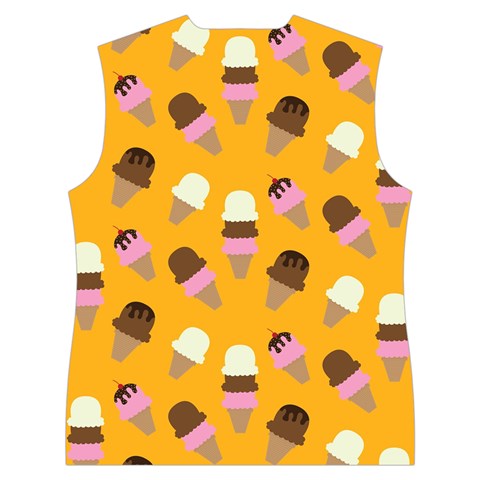 Ice cream on an orange background pattern                                                          Women s Button Up Puffer Vest from ArtsNow.com Back