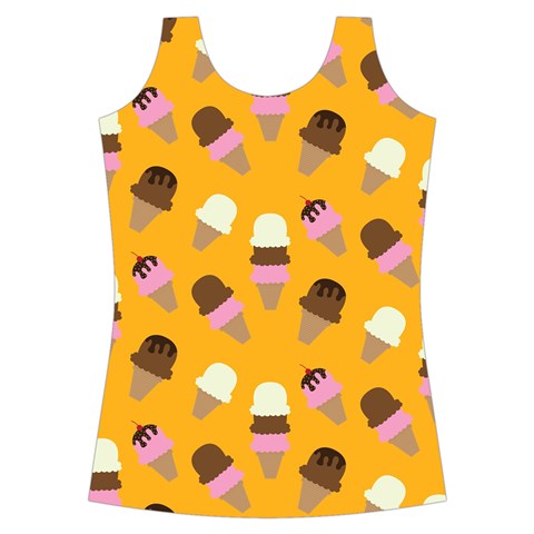 Ice cream on an orange background pattern                                                            Criss cross Back Tank Top from ArtsNow.com Front