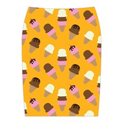 Ice cream on an orange background pattern                                                            Midi Wrap Pencil Skirt from ArtsNow.com Back