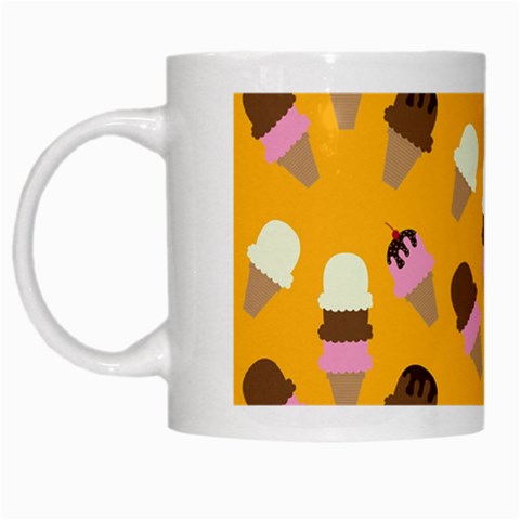 Ice cream on an orange background pattern                                                             White Mug from ArtsNow.com Left