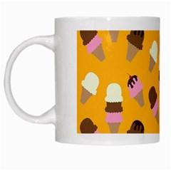 Ice cream on an orange background pattern                                                             White Mug from ArtsNow.com Left