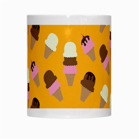 Ice cream on an orange background pattern                                                             White Mug from ArtsNow.com Center