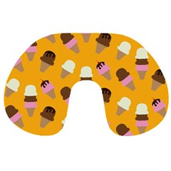 Ice cream on an orange background pattern                                                             Travel Neck Pillow from ArtsNow.com Front