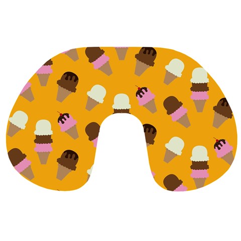 Ice cream on an orange background pattern                                                             Travel Neck Pillow from ArtsNow.com Back