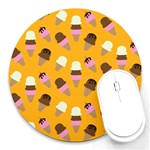 Ice cream on an orange background pattern                                                             Round Mousepad