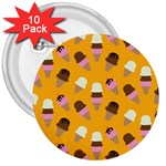 Ice cream on an orange background pattern                                                             3  Button (10 pack)