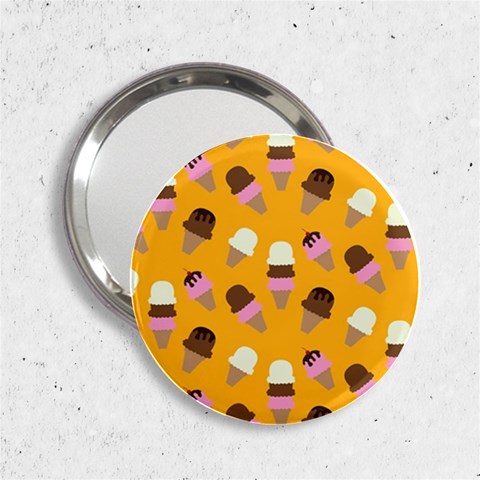 Ice cream on an orange background pattern                                                             2.25  Handbag Mirror from ArtsNow.com Front