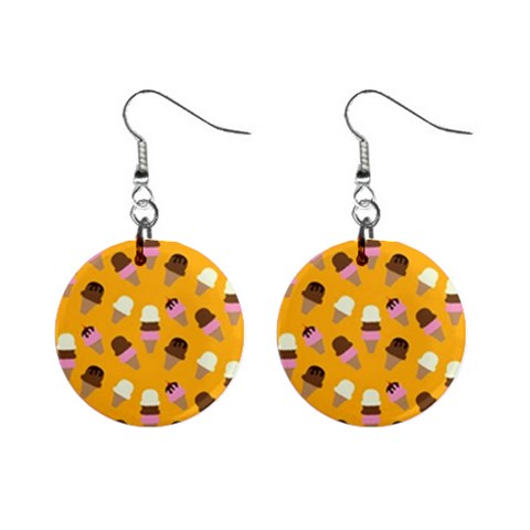 Ice cream on an orange background pattern                                                             1  Button Earrings from ArtsNow.com Front