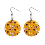 Ice cream on an orange background pattern                                                             1  Button Earrings