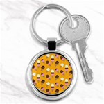 Ice cream on an orange background pattern                                                             Key Chain (Round)