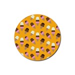 Ice cream on an orange background pattern                                                             Rubber Coaster (Round)