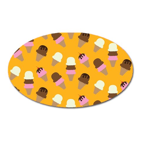 Ice cream on an orange background pattern                                                             Magnet (Oval) from ArtsNow.com Front