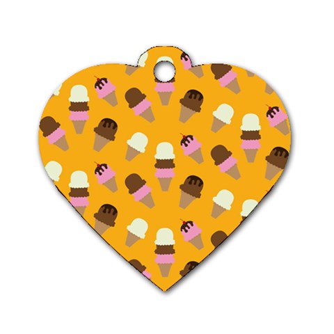 Ice cream on an orange background pattern                                                             Dog Tag Heart (One Side) from ArtsNow.com Front