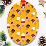 Ice cream on an orange background pattern                                                             Ornament (Oval)