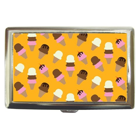 Ice cream on an orange background pattern                                                             Cigarette Money Case from ArtsNow.com Front