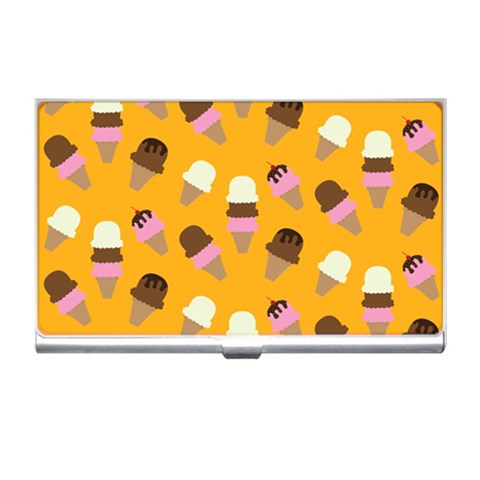 Ice cream on an orange background pattern                                                             Business Card Holder from ArtsNow.com Front