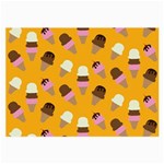 Ice cream on an orange background pattern                                                             Large Glasses Cloth