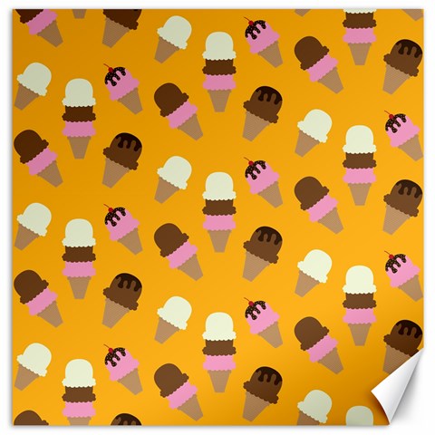 Ice cream on an orange background pattern                                                             Canvas 12  x 12  from ArtsNow.com 11.4 x11.56  Canvas - 1