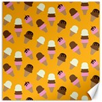 Ice cream on an orange background pattern                                                             Canvas 12  x 12 