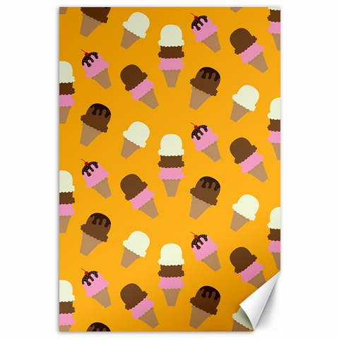 Ice cream on an orange background pattern                                                             Canvas 12  x 18  from ArtsNow.com 11.88 x17.36  Canvas - 1