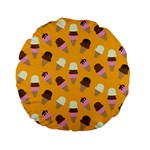 Ice cream on an orange background pattern                                                            Standard 15  Premium Flano Round Cushion