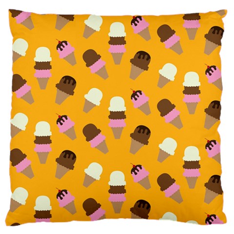 Ice cream on an orange background pattern                                                            Large Flano Cushion Case (Two Sides) from ArtsNow.com Front