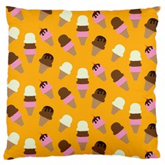 Ice cream on an orange background pattern                                                            Large Flano Cushion Case (Two Sides) from ArtsNow.com Front