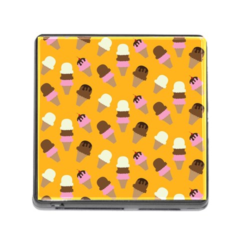 Ice cream on an orange background pattern                                                             Memory Card Reader (Square) from ArtsNow.com Front