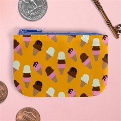 Ice cream on an orange background pattern                                                            Mini Coin Purse from ArtsNow.com Front