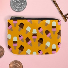 Ice cream on an orange background pattern                                                            Mini Coin Purse from ArtsNow.com Front