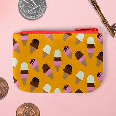 Ice cream on an orange background pattern                                                            Mini Coin Purse from ArtsNow.com Back