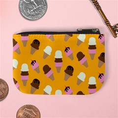 Ice cream on an orange background pattern                                                            Mini Coin Purse from ArtsNow.com Back