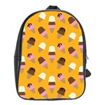 Ice cream on an orange background pattern                                                             School Bag (Large)