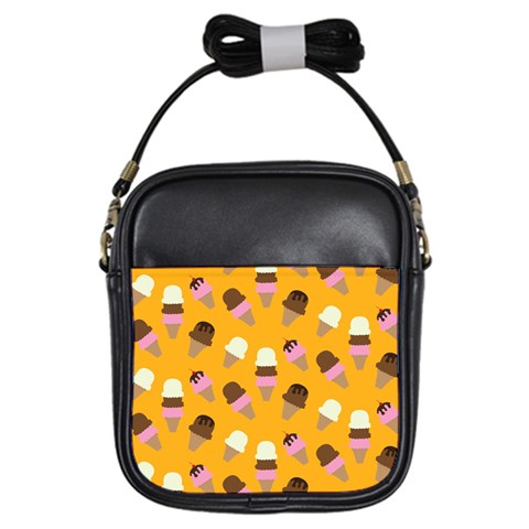 Ice cream on an orange background pattern                                                             Girls Sling Bag from ArtsNow.com Front