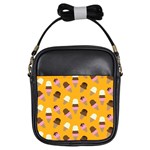 Ice cream on an orange background pattern                                                             Girls Sling Bag