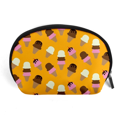 Ice cream on an orange background pattern                                                             Accessory Pouch from ArtsNow.com Front