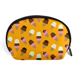 Ice cream on an orange background pattern                                                             Accessory Pouch from ArtsNow.com Front