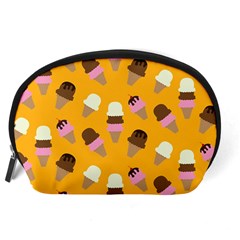 Ice cream on an orange background pattern                                                             Accessory Pouch from ArtsNow.com Back