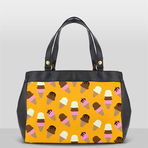 Ice cream on an orange background pattern                                                             Oversize Office Handbag (2 Sides) from ArtsNow.com Front