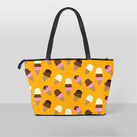 Ice cream on an orange background pattern                                                             Classic Shoulder Handbag from ArtsNow.com Back