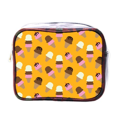 Ice cream on an orange background pattern                                                             Mini Toiletries Bag (One Side) from ArtsNow.com Front