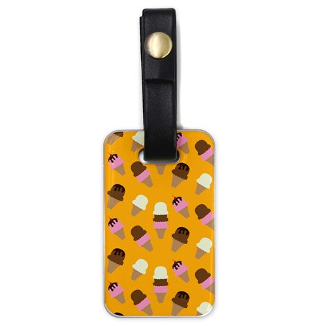 Ice cream on an orange background pattern                                                             Luggage Tag (one side) from ArtsNow.com Front