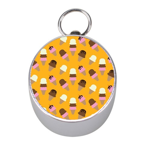 Ice cream on an orange background pattern                                                             Silver Compass (Mini) from ArtsNow.com Front