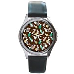 Easter rabbit pattern Round Metal Watch