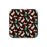 Easter rabbit pattern Rubber Coaster (Square) 