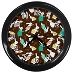 Easter rabbit pattern Wall Clock (Black)