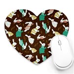 Easter rabbit pattern Heart Mousepads