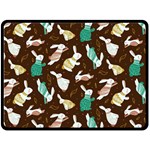 Easter rabbit pattern Fleece Blanket (Large) 