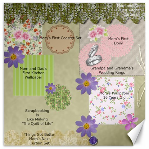 Scrapbooking Is Like Making The Quilt of Life Canvas 12  x 12  from ArtsNow.com 11.4 x11.56  Canvas - 5