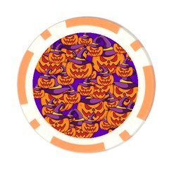 Purple and orange pumpkins, crazy Halloween pattern, Jack o  Lantern Poker Chip Card Guard (10 pack) from ArtsNow.com Front